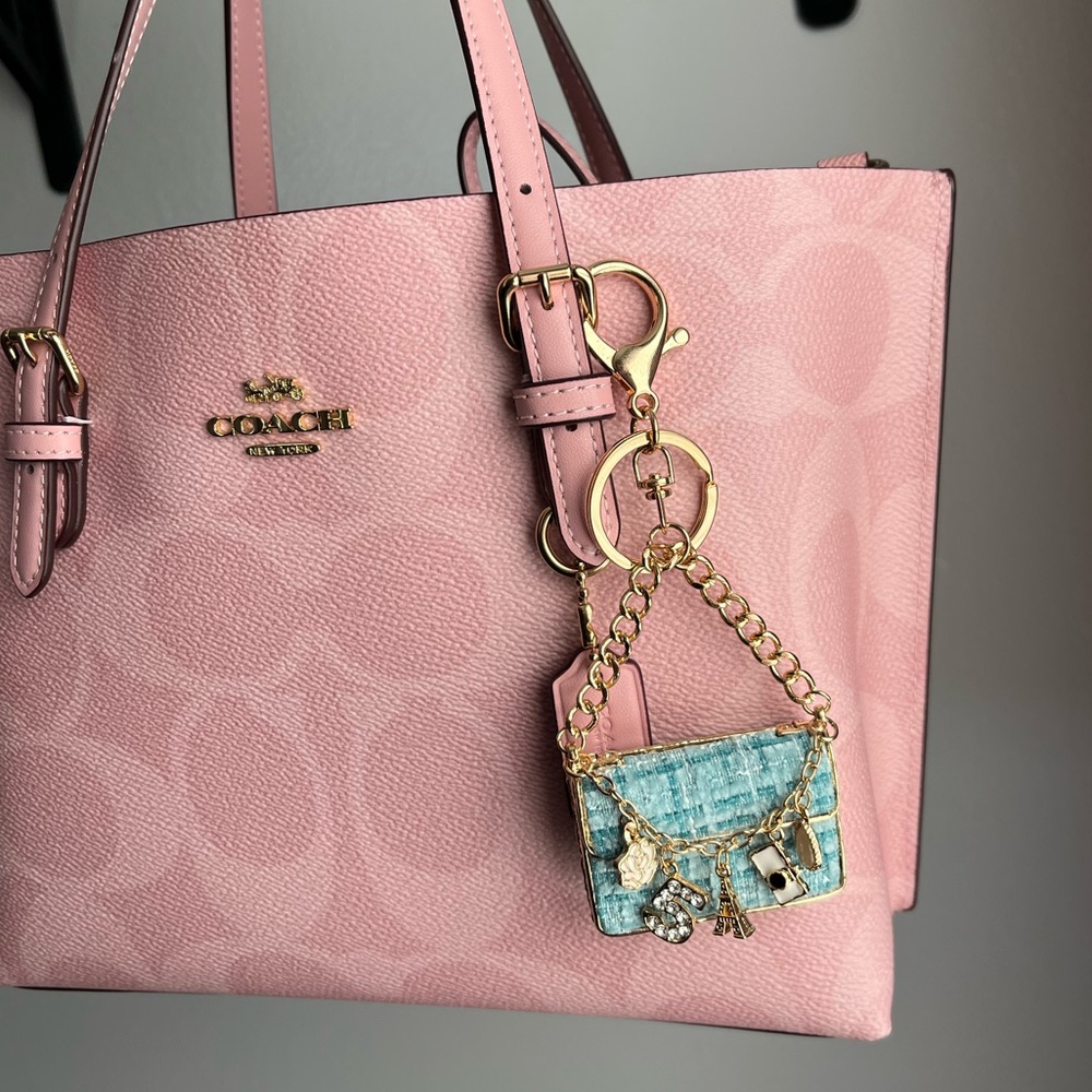 Chic Blue Keychain Purse Charm - Picture 4 of 4